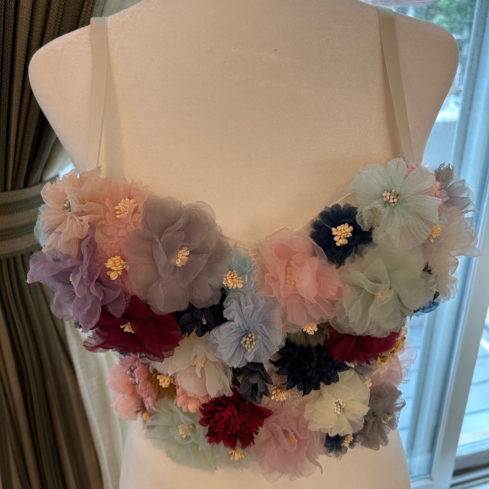 Floral Embellished Crop Top - Multicolor